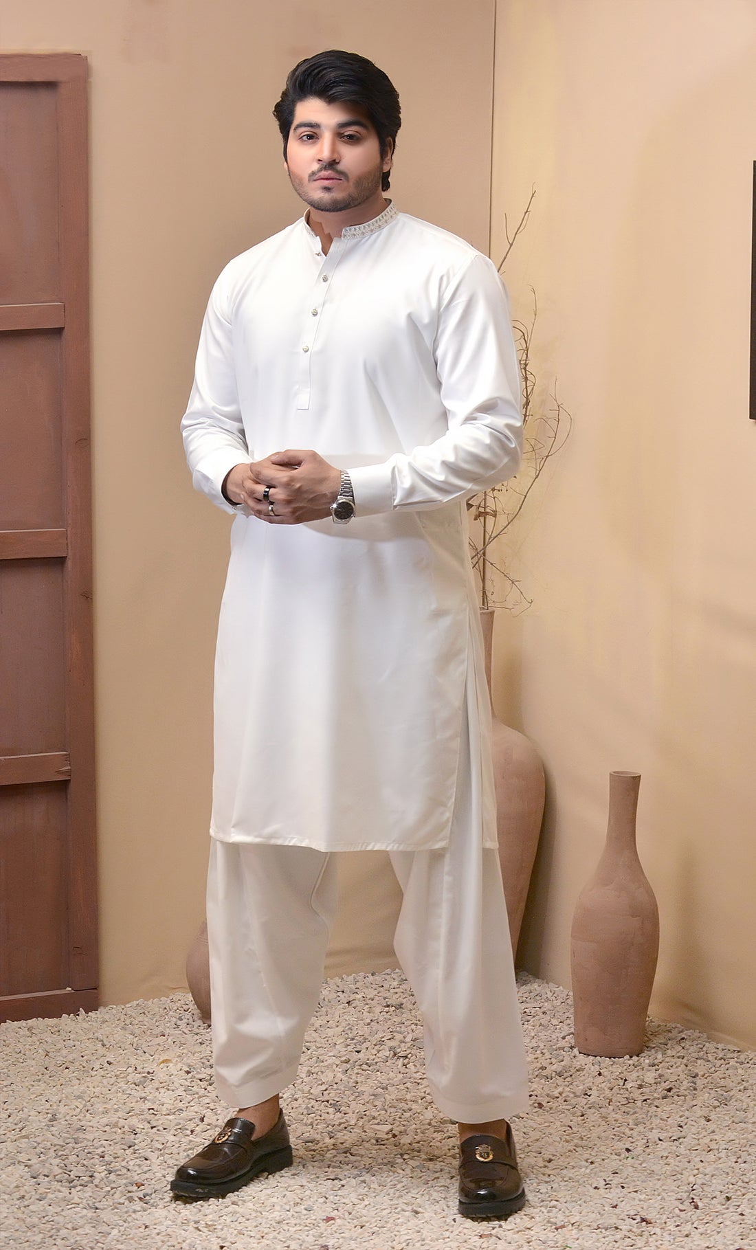 Off white Blended Shalwar kameez
