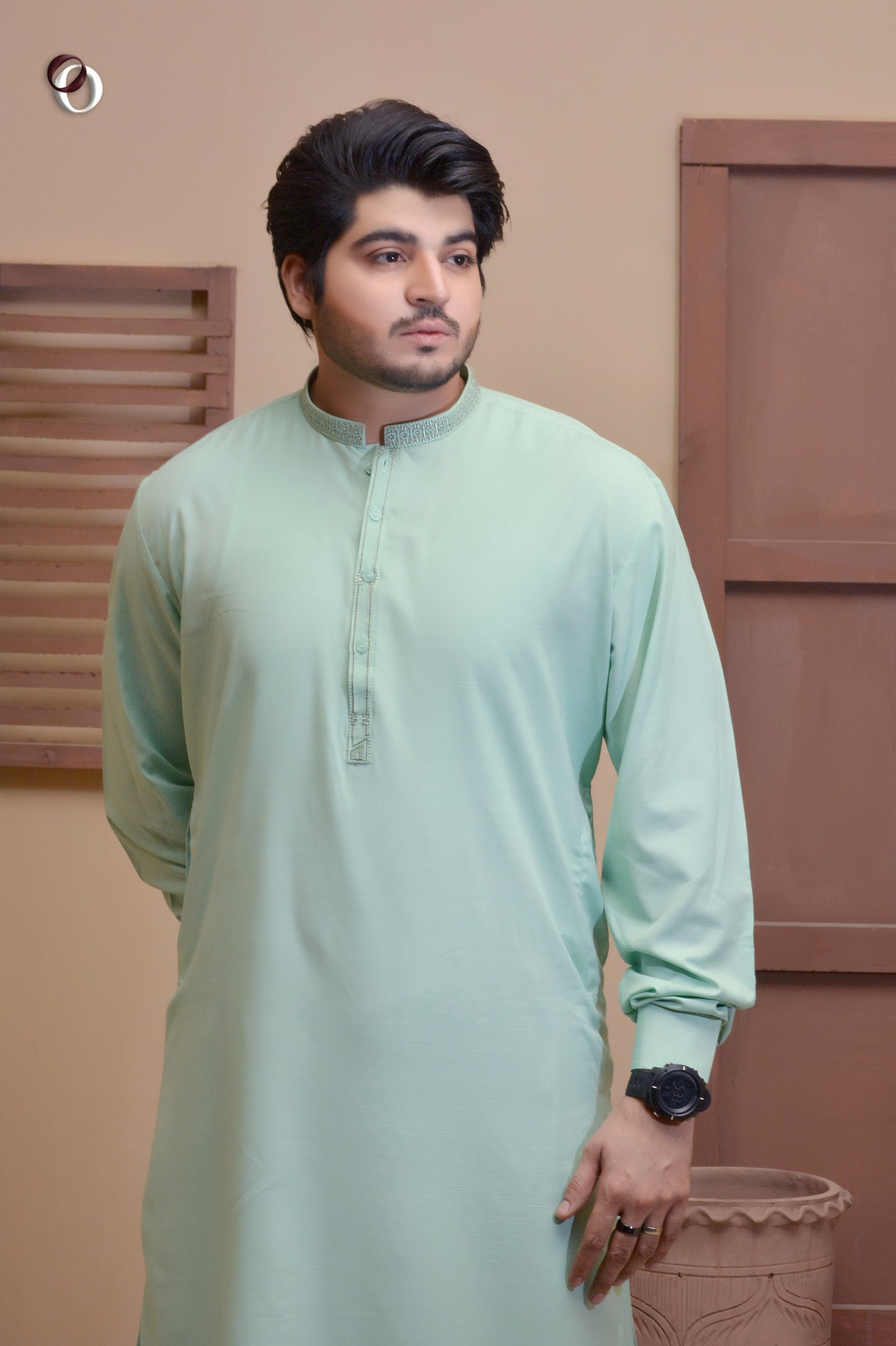 Green Blended Embroided Shalwar kameez (811)